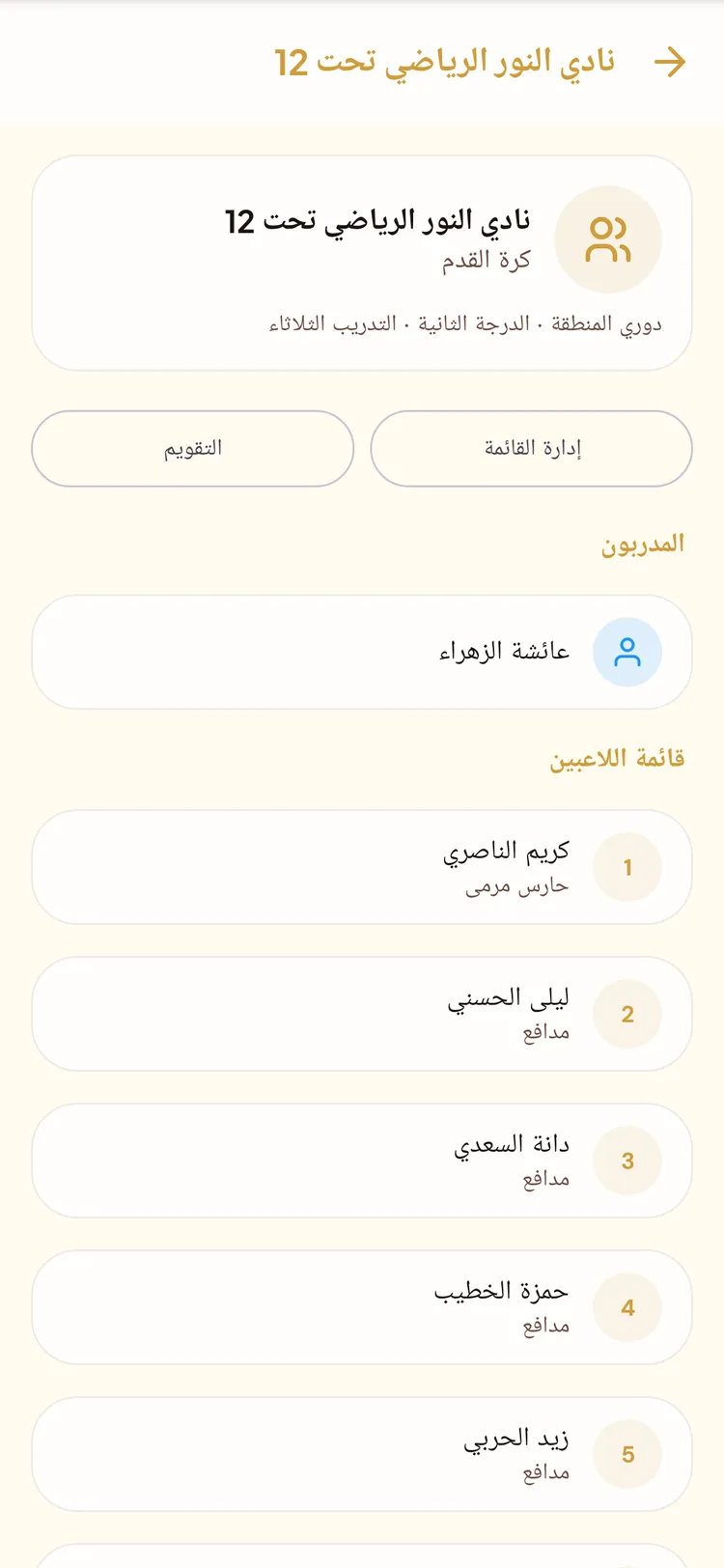 فريق للناشئين في بي نت: المدرّبون واللاعبون، من جهة المدرّب